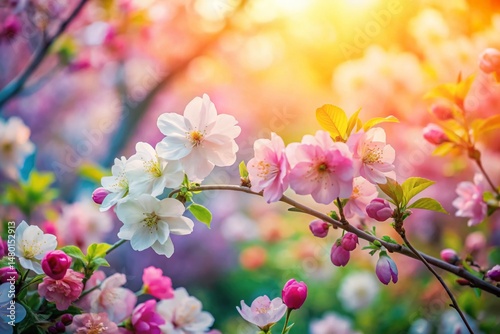 Pastel Spring Floral Background: Delicate Garden Flowers & Blossoms