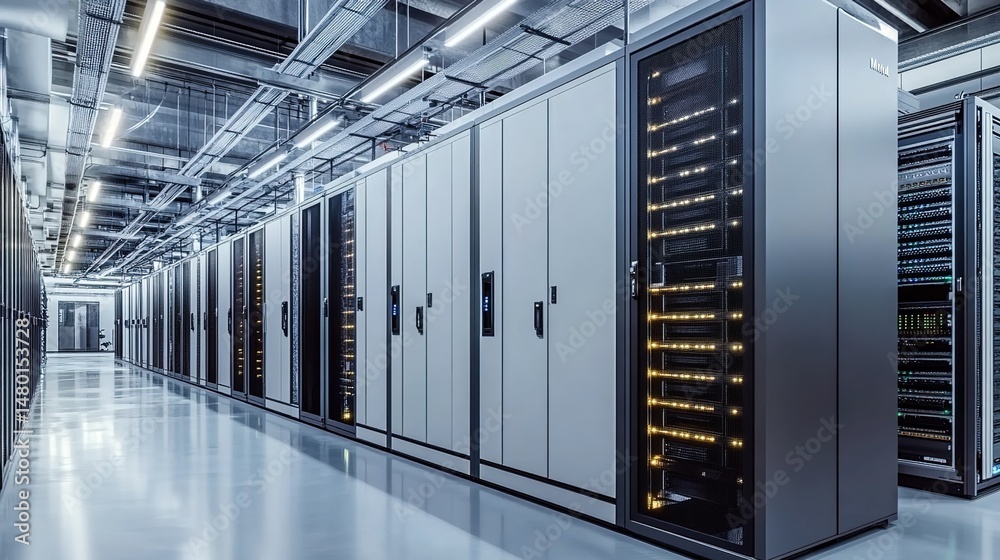 Modern Data Center with Server Racks Modern Data Center with Server Racks