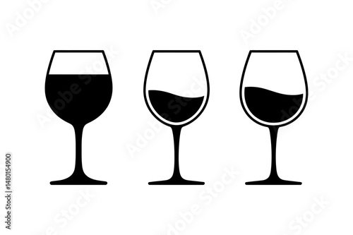 Wine glasses with different levels of wine vector