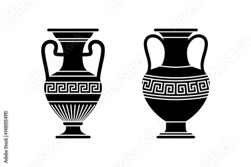 Ancient greek pottery vase amphora vector graphics