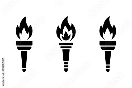 Torch flame icon symbol olympic fire vector image