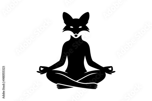 Fox meditating animal yoga pose zen spiritual art