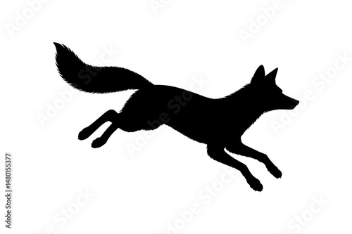 Silhouette of a fox jumping animal vector graphic