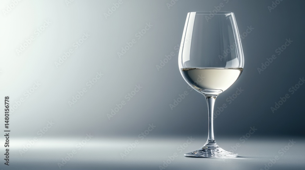 Elegant glass of white wine on a minimalist background featuring soft light and subtle color tones Elegant glass of white wine on a minimalist background featuring soft light and subtle color tones