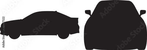 silhouette of a sedan car, front and side view.