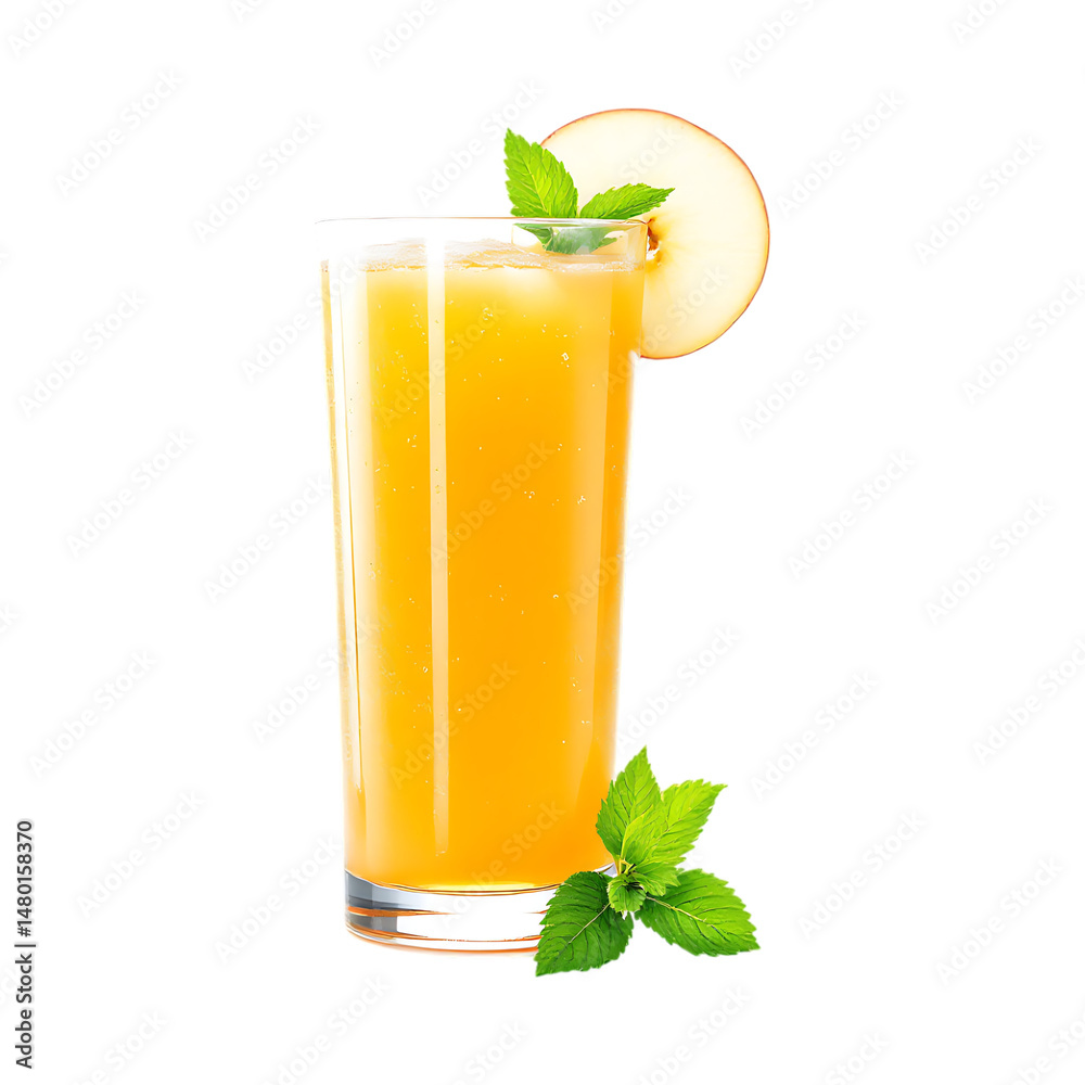 Fototapeta premium Refreshing pear juice with mint garnish.