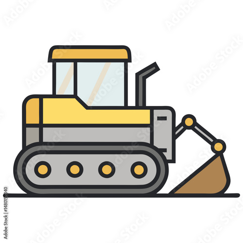 Bulldozer construction vehicle, heavy machinery for digging, earth-moving equipment