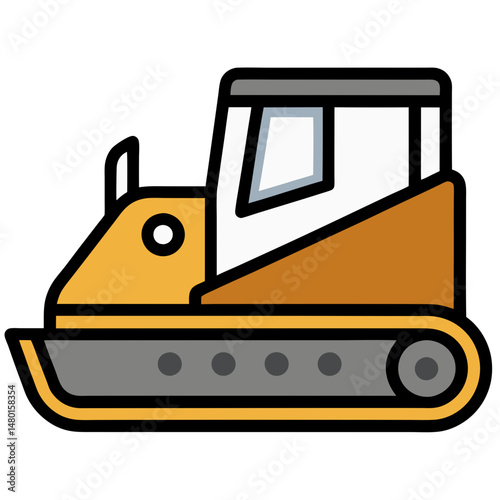 Bulldozer construction vehicle, heavy machinery for digging, earth-moving equipment