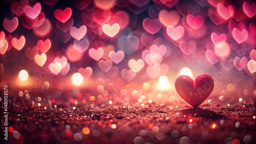 Romantic Valentine's Day Night Background: Soft Pink & Red Gradient with Delicate Heart Pattern