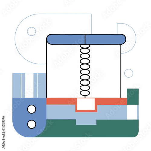 Mechanical Spring Mechanism , Vector Illustration of Industrial Tool