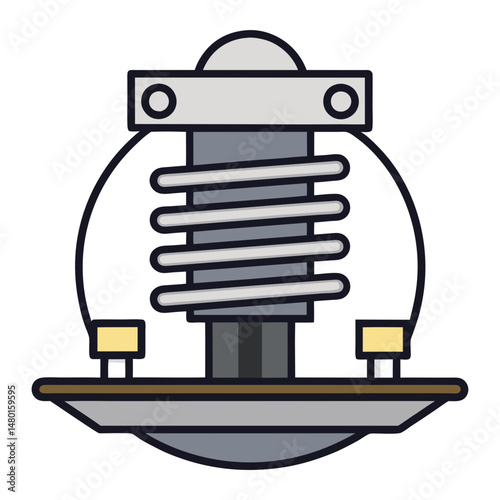 Abstract Industrial Machine Component with Coil Springs and Connections
