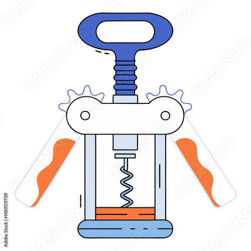 Corkscrew Wine Opener , Vector Illustration of Bottle Opener Tool