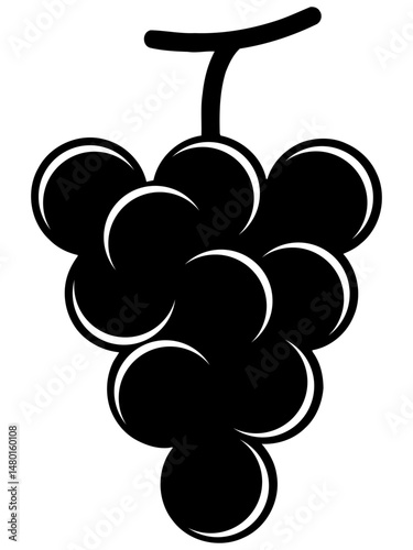 Minimalist vector illustration of a grape , composed of bold, clean shapes, perfect for wine, fruit, or organic product design themes.