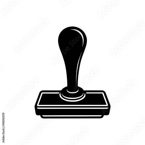 classic rubber stamp with red handle on white 