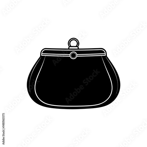 coin purse with metal clasp on white background  .svg