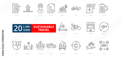 Sustainable Travel icon set