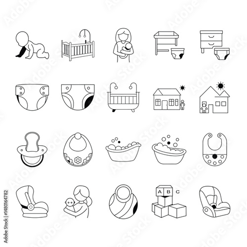 Baby necessities illustration icons and essential items
