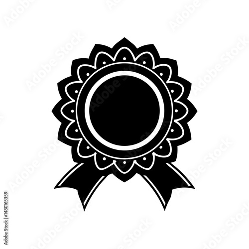 decorative medallion with ribbon on white 
