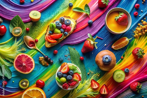 Smooth Food Illustrations: Brushstrokes & Organic Shapes - Stock Photo