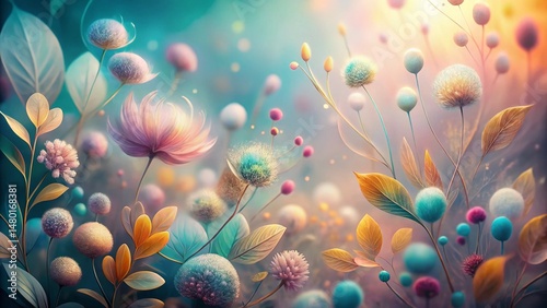 Soft Botanical Blob Texture Wallpaper Background - Abstract Floral Design