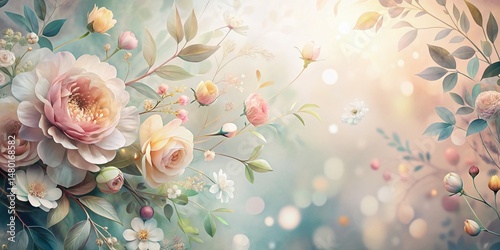 Soft Focus Floral Botanical Blob Pattern Background