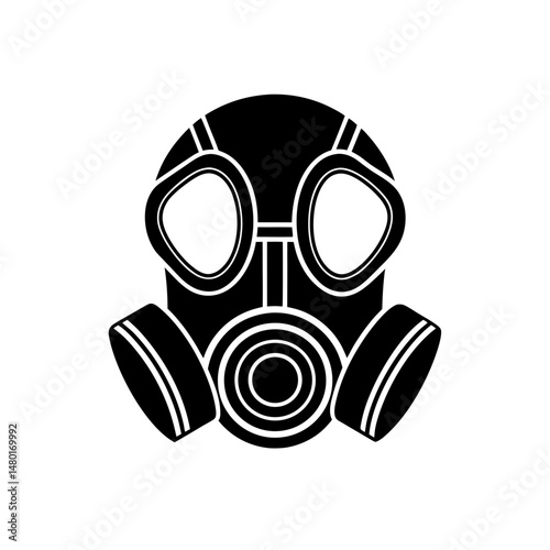 gas mask with rubber straps on white background   
