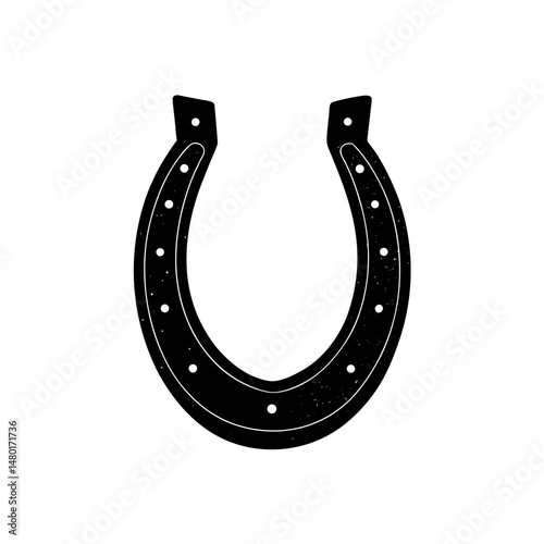 horseshoe  a worn metal horseshoe with visible 