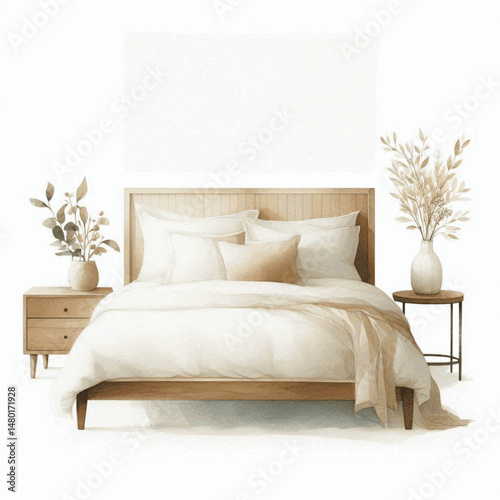 Tide of Threads bed dressed isolated watercolor vector illustration svg