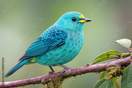 A rare bird species perched on a branch in a protected jungle