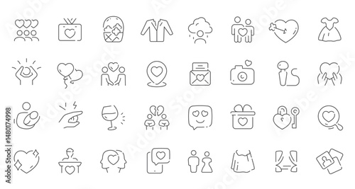 Whimsical love icons on white