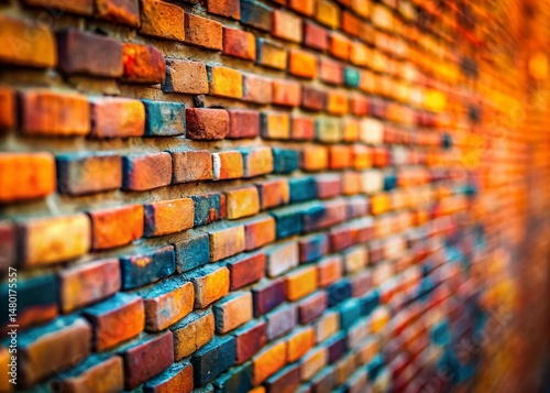Surreal Abstract Brick Wall Background: Tilt-Shift Miniature Pattern Texture