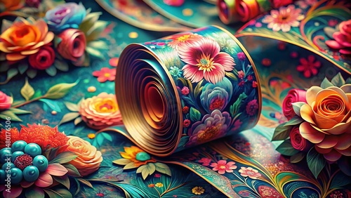 Surreal Floral Washi Tape Pattern: Repeating Texture Background