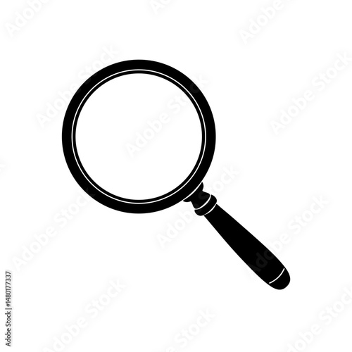 magnifying glass with brass frame on white backgro