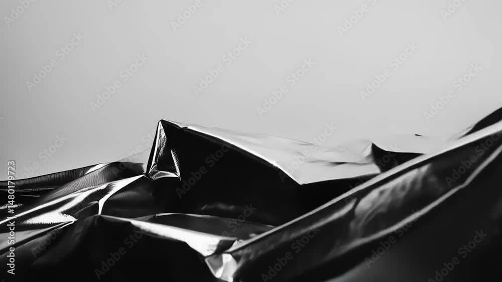 Abstract Black Fabric Waves: Mysterious Covering with Light Play and Textural Richness