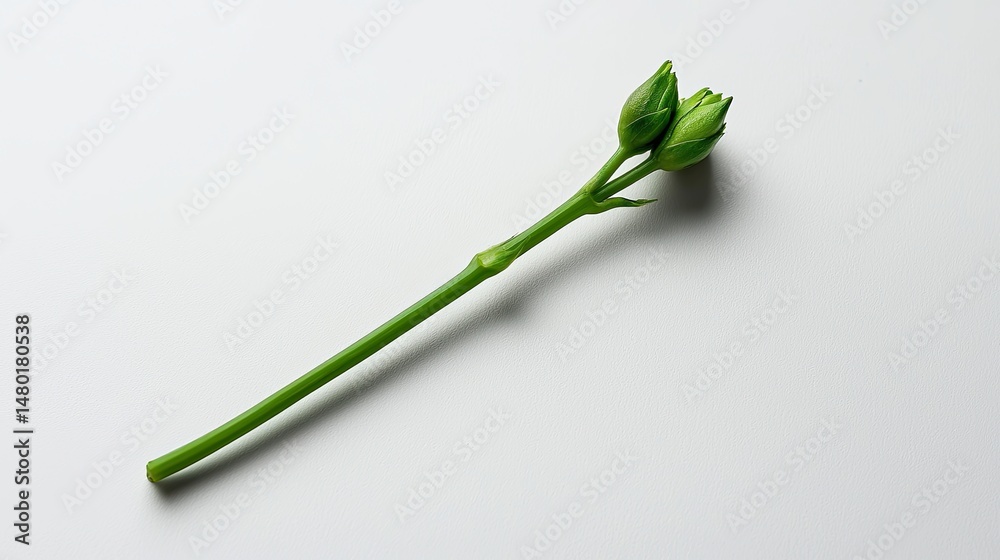 Obraz premium Green Flower Bud on a White Background
