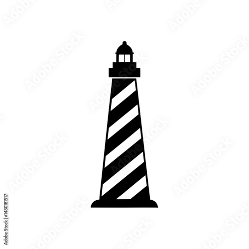 model lighthouse with stripes on white background  