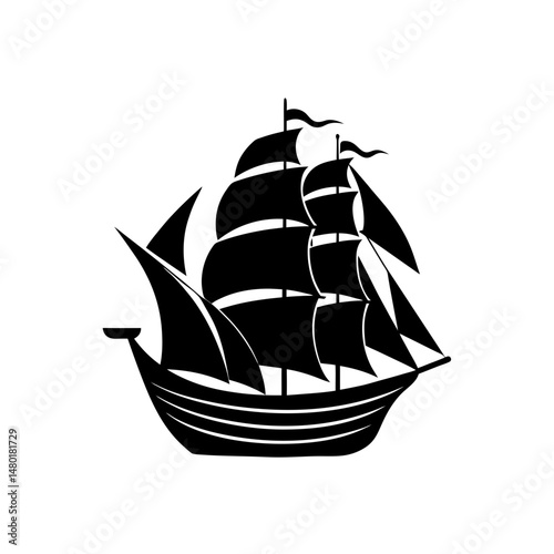 model ship with sails on white background  .svg