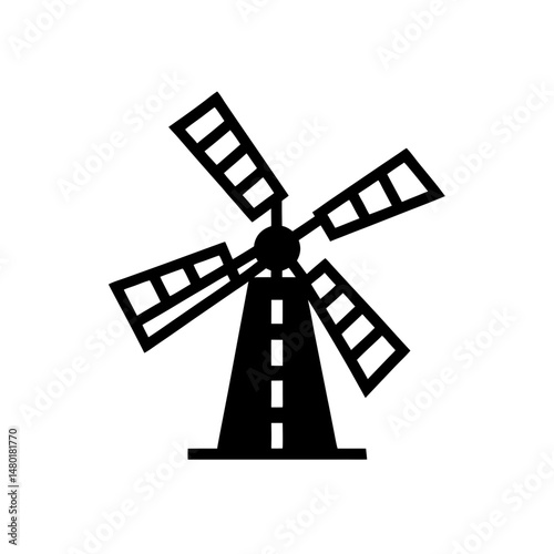 model windmill with turning blades on white 
