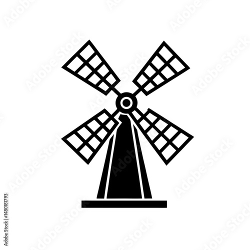 model windmill with turning blades on white 