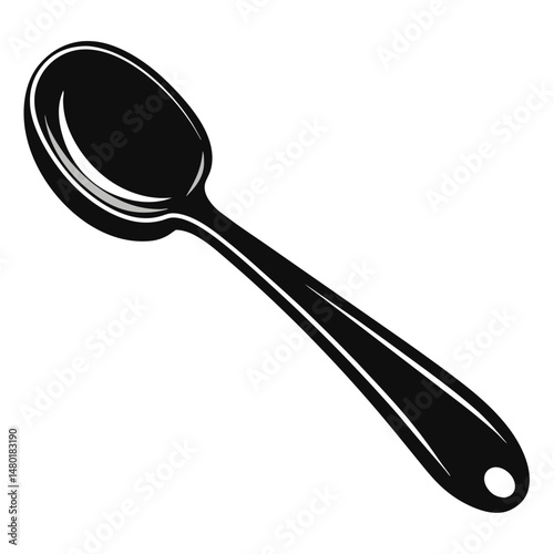 Elegant black and white spoon illustration representing culinary and dining concepts