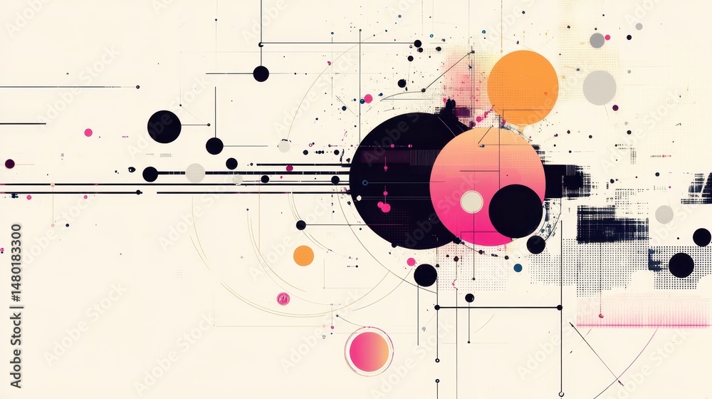 Obraz premium Abstract Geometric Art Circles Lines Dots Network Design