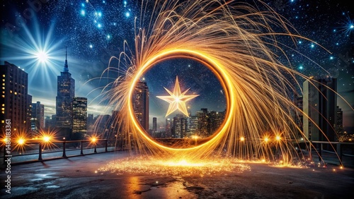 Urban Christmas Comet: Bright Sparks & Festive Lights