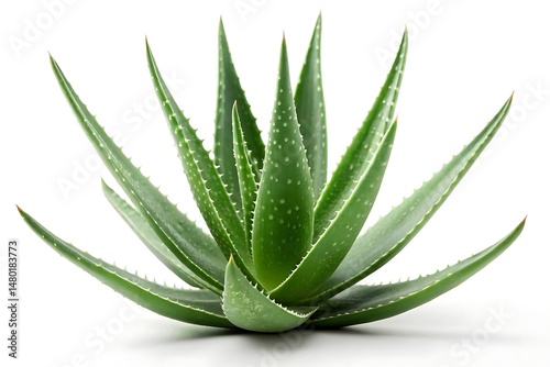Fresh aloe vera slices isolated on white – skincare plant concept photo
