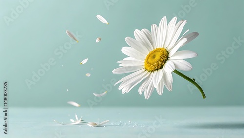 Levitating white daisy or chamomile – healthcare and cosmetic symbol photo