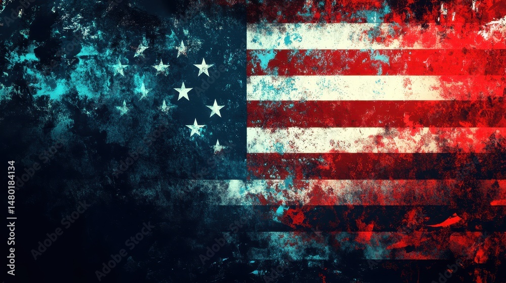 Naklejka premium Grunge American Flag Texture Patriotism Distress USA