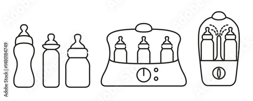 Bottle sterilizer and selection of baby bottles