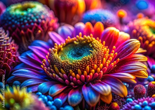 Vibrant Macro Flowerbed: Exploding Colors & Textures in Close-Up Detail