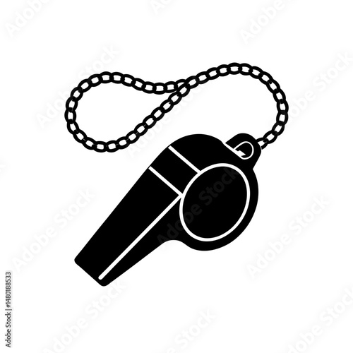 police whistle with chain on white background  .svg