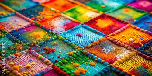 Vibrant Spray Paint Patchwork Texture Background - Colorful Abstract Art