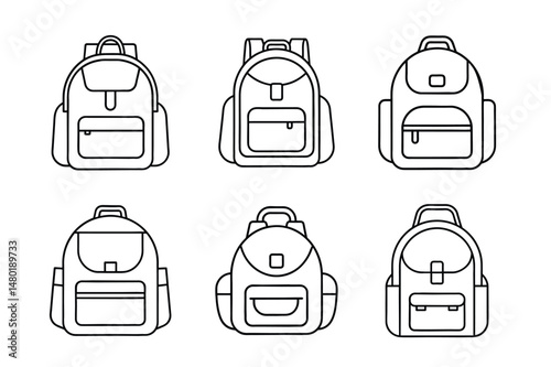 Uniform row of backtoschool bags